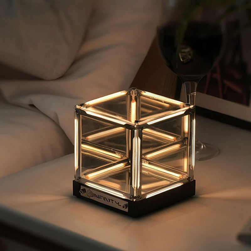 🔥💥Infinite Space Abyss Lamp - 4D Tesseract Hyper Cube LED Night Light | Touch Dimming, Rechargeable Futuristic Room & Gaming Setup Decor