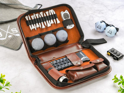 Premium Leather Golf Accessory Set – Vielseitiger Golfballhalter & Organizer