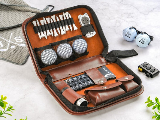 Premium Leather Golf Accessory Set – Vielseitiger Golfballhalter & Organizer