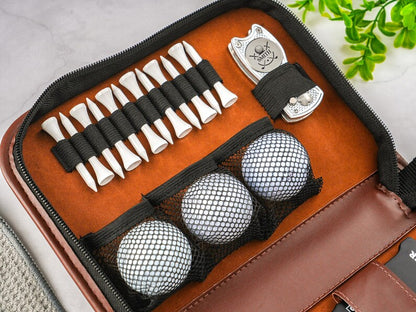 Premium Leather Golf Accessory Set – Vielseitiger Golfballhalter & Organizer