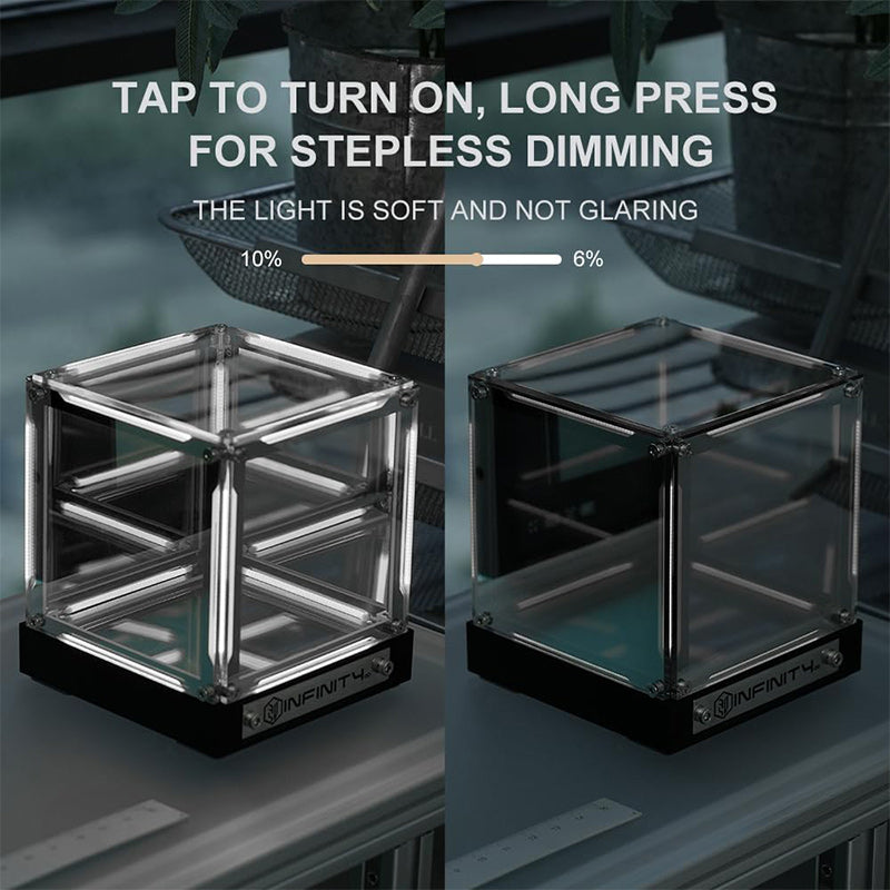 🔥💥Infinite Space Abyss Lamp - 4D Tesseract Hyper Cube LED Night Light | Touch Dimming, Rechargeable Futuristic Room & Gaming Setup Decor