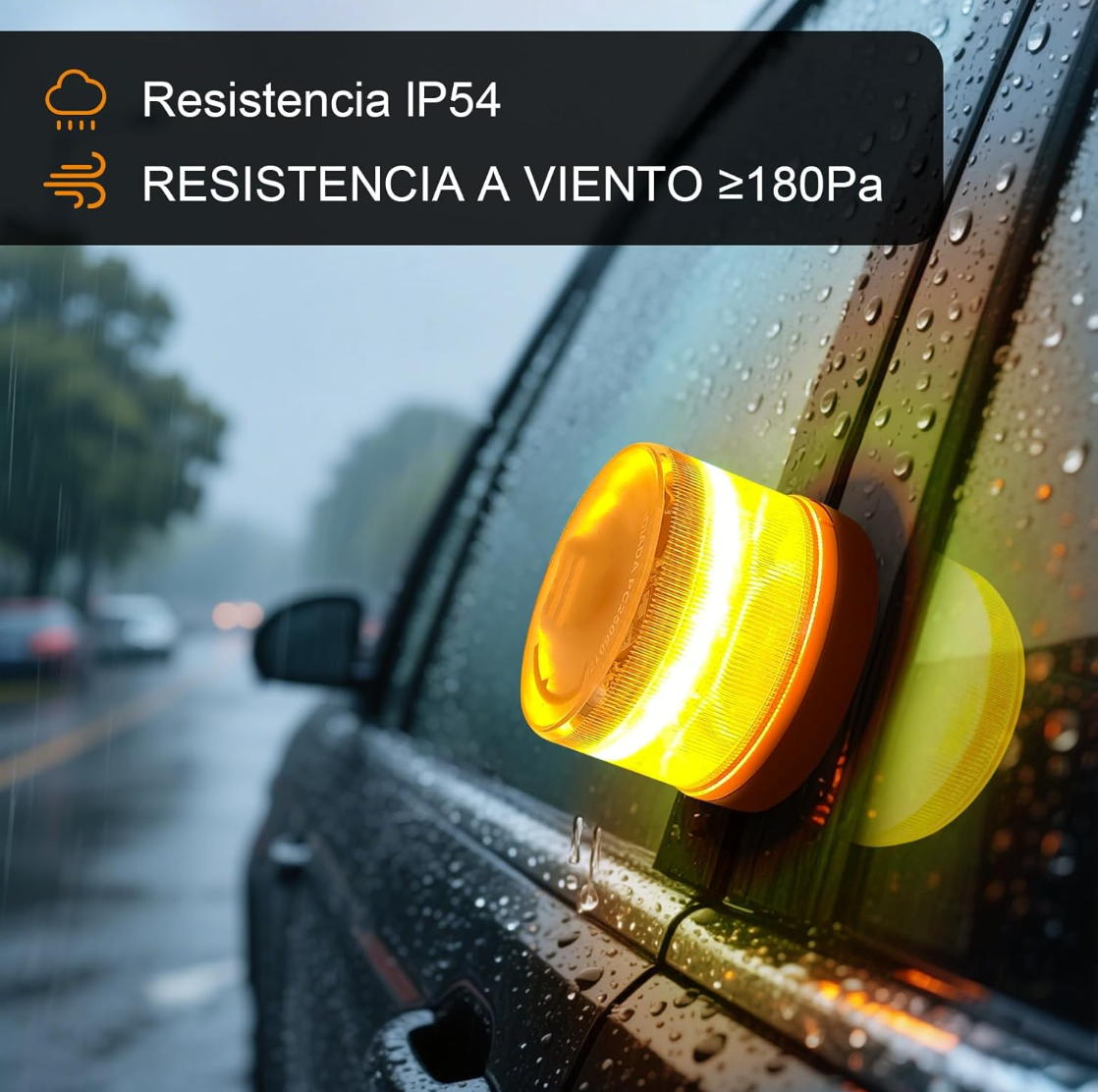 DarkFairy Luz de Emergencia V16 Aprobada por la DGT con Geolocalización 3.0 – Señalización de Ubicación para Automóviles, Plan de Datos Incluido – Base Magnética IP54 – Cumple con la Normativa 2026.