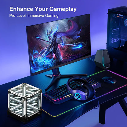 🔥💥Infinite Space Abyss Lamp - 4D Tesseract Hyper Cube LED Night Light | Touch Dimming, Rechargeable Futuristic Room & Gaming Setup Decor