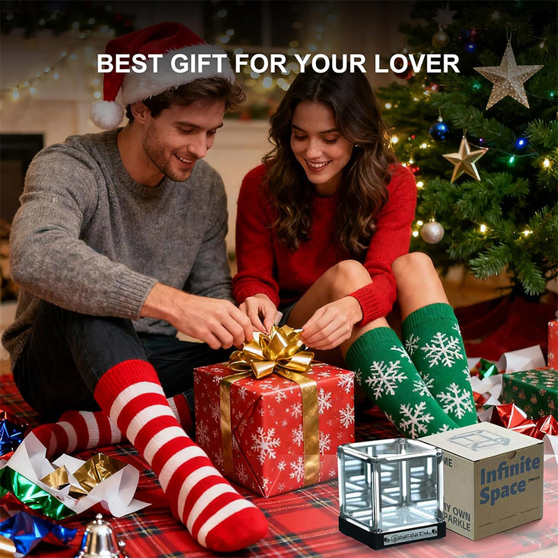 🔥💥Infinite Space Abyss Lamp - 4D Tesseract Hyper Cube LED Night Light | Touch Dimming, Rechargeable Futuristic Room & Gaming Setup Decor