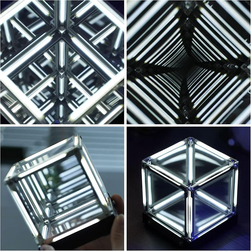 🔥💥Infinite Space Abyss Lamp - 4D Tesseract Hyper Cube LED Night Light | Touch Dimming, Rechargeable Futuristic Room & Gaming Setup Decor
