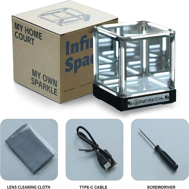 🔥💥Infinite Space Abyss Lamp - 4D Tesseract Hyper Cube LED Night Light | Touch Dimming, Rechargeable Futuristic Room & Gaming Setup Decor