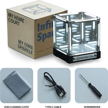 🔥💥Infinite Space Abyss Lamp - 4D Tesseract Hyper Cube LED Night Light | Touch Dimming, Rechargeable Futuristic Room & Gaming Setup Decor