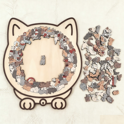 🎁Christmas Sale 50% OFF🎅135-Piece Morandi-Colored Cat Shaped Wooden Jigsaw Puzzle