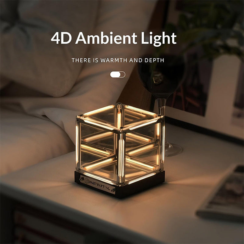 🔥💥Infinite Space Abyss Lamp - 4D Tesseract Hyper Cube LED Night Light | Touch Dimming, Rechargeable Futuristic Room & Gaming Setup Decor