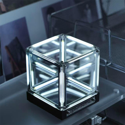 🔥💥Infinite Space Abyss Lamp - 4D Tesseract Hyper Cube LED Night Light | Touch Dimming, Rechargeable Futuristic Room & Gaming Setup Decor